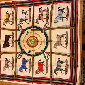 Vintage Hermes Multicolor Equestrian Scarf